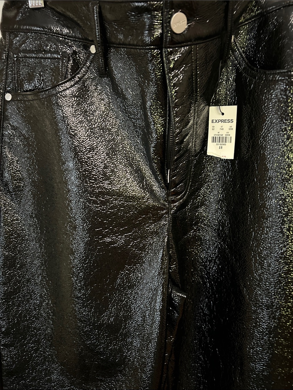 Express Black Patent Straight-Leg Pants